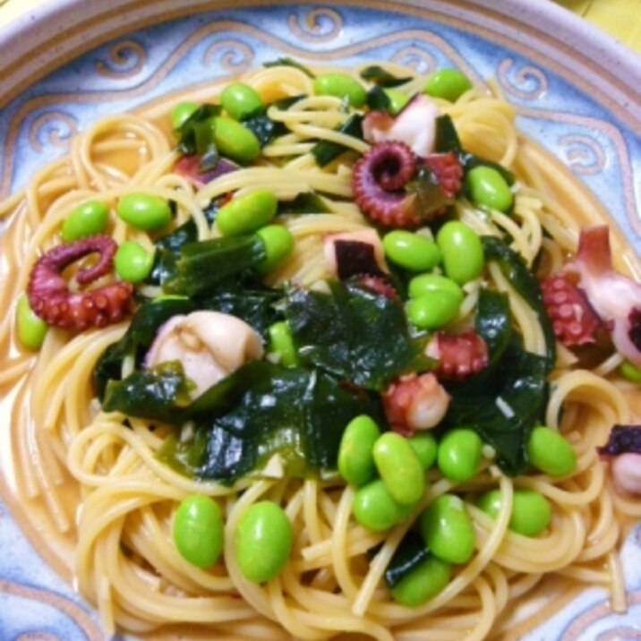 タコ わかめ 枝豆の和風パスタ レシピ 作り方 By かもめのタマゴ 楽天レシピ タコ わかめ 枝豆の和風パスタ レシピ 作り方 By かもめのタマゴ 楽天レシピ